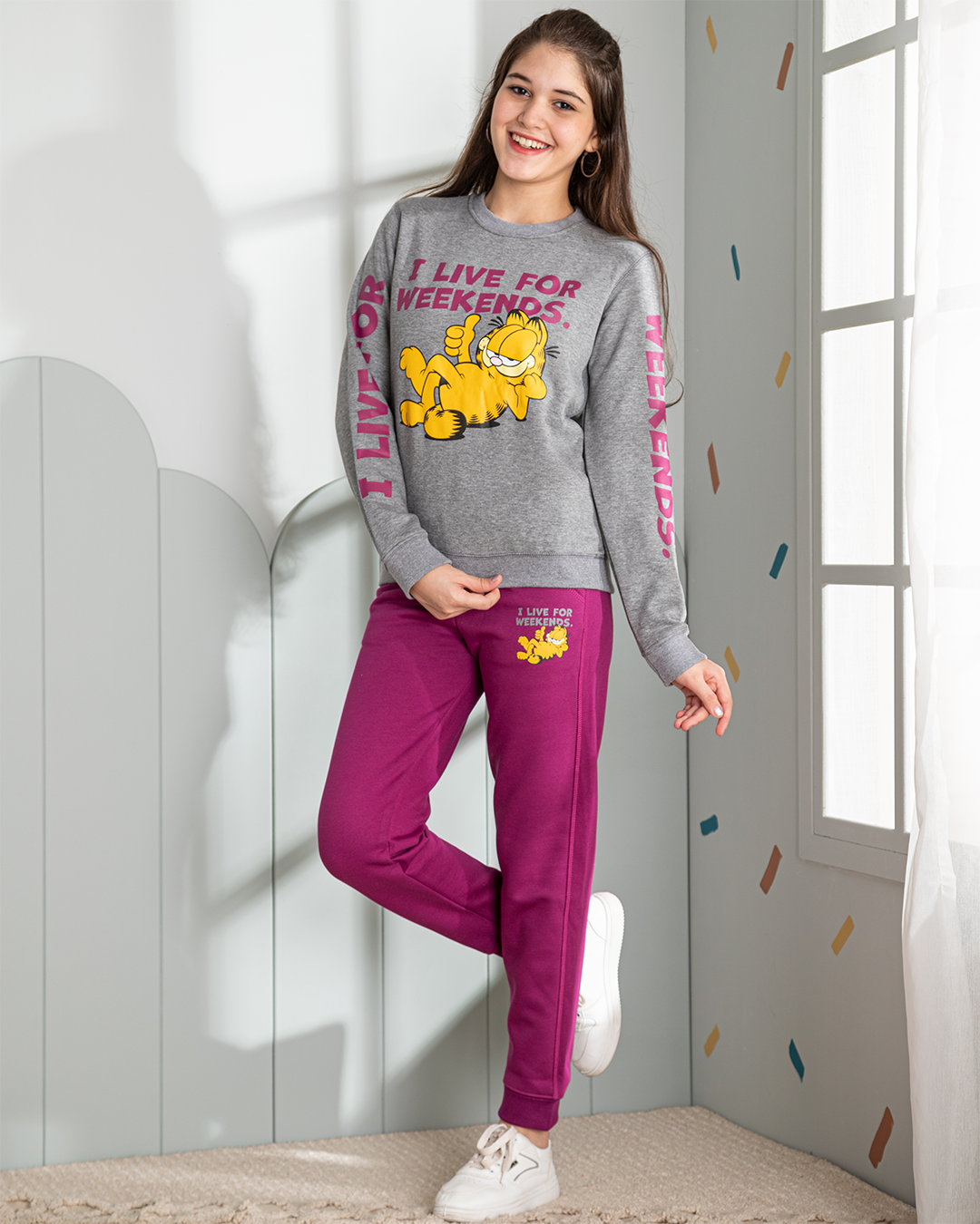 I LIVE FOR Girls Rhubarb Garfield Pajamas