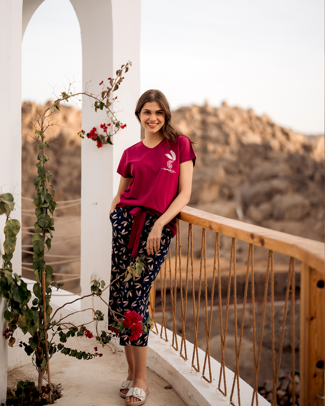 Women's pajamas with printed pants