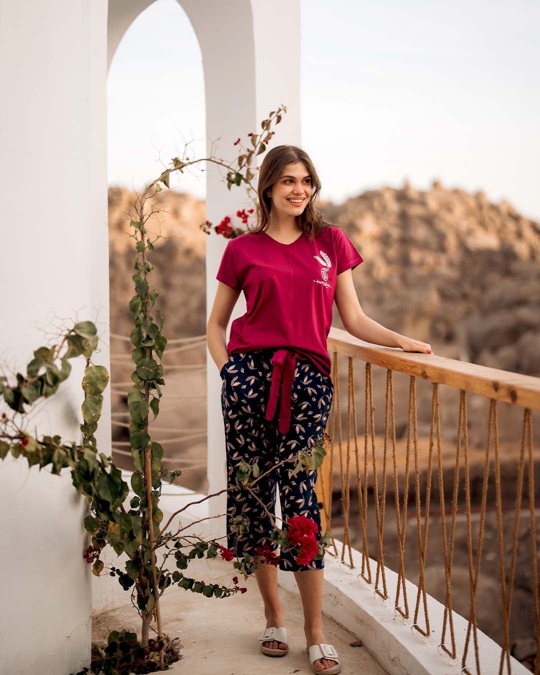 Women's pajamas with printed pants