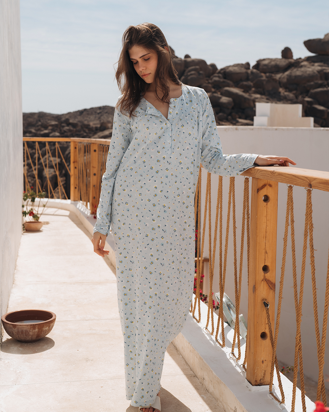 Jalabiya for women, Brassula, printed with flowers