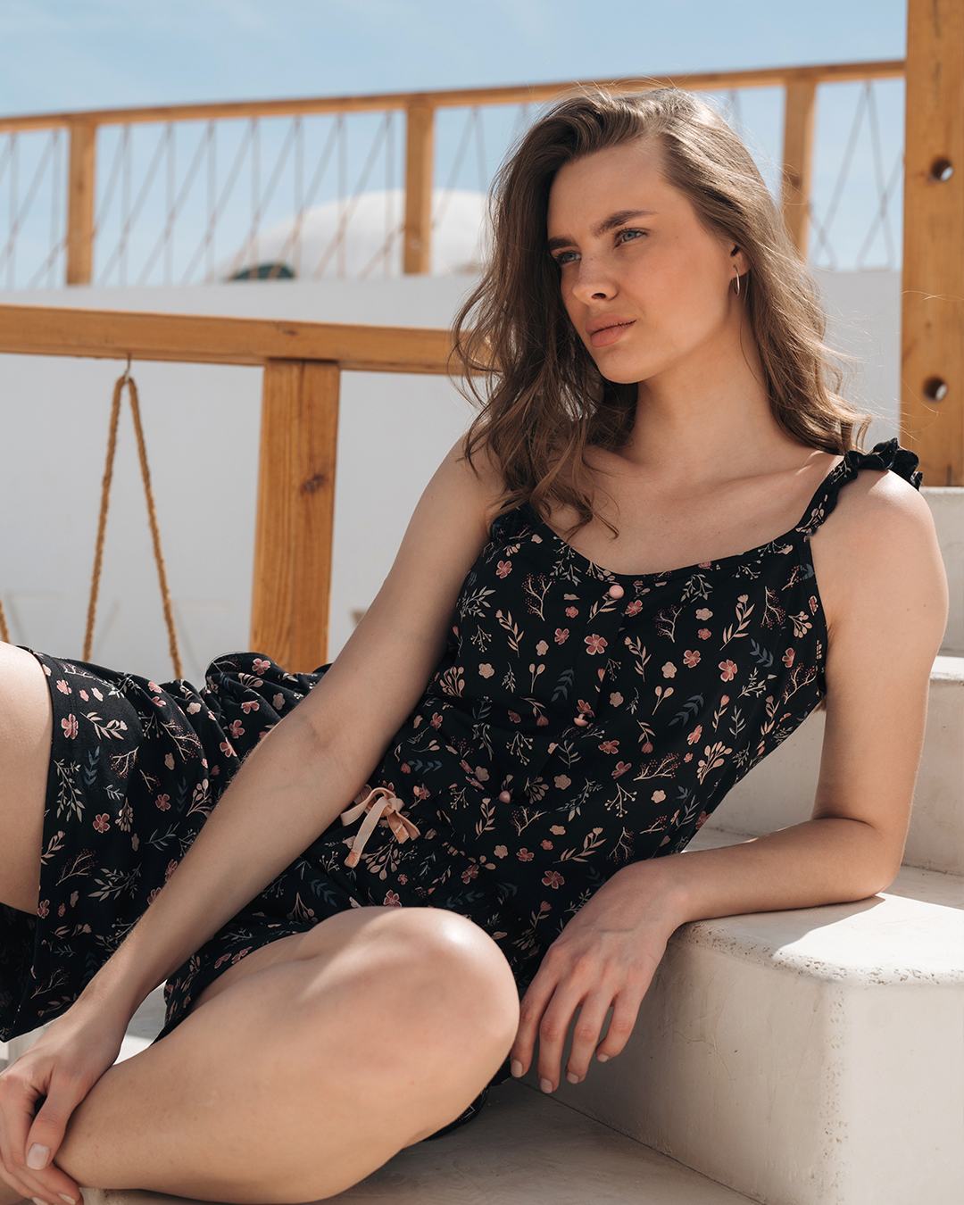 Women's modal printed pajama shorts