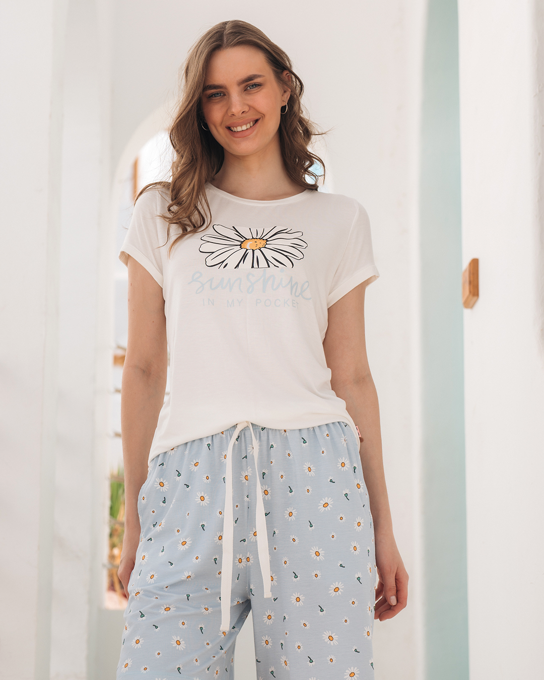 sun flower Women's viscose short pajamas