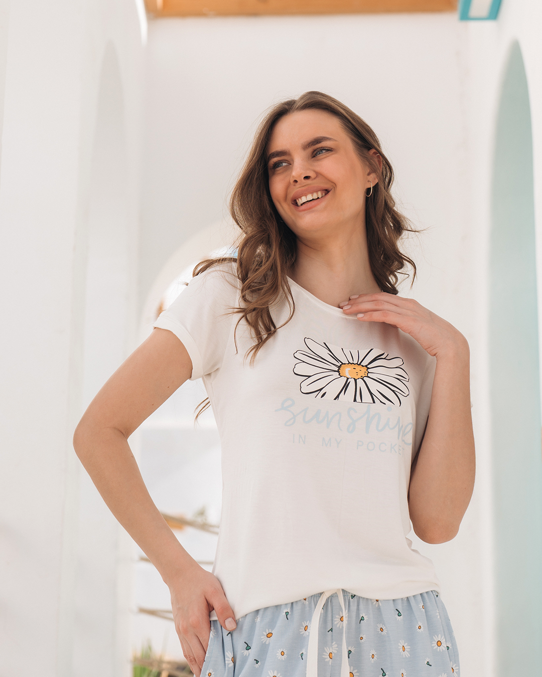 sun flowerبيجاما شورت حريمي فسكوز