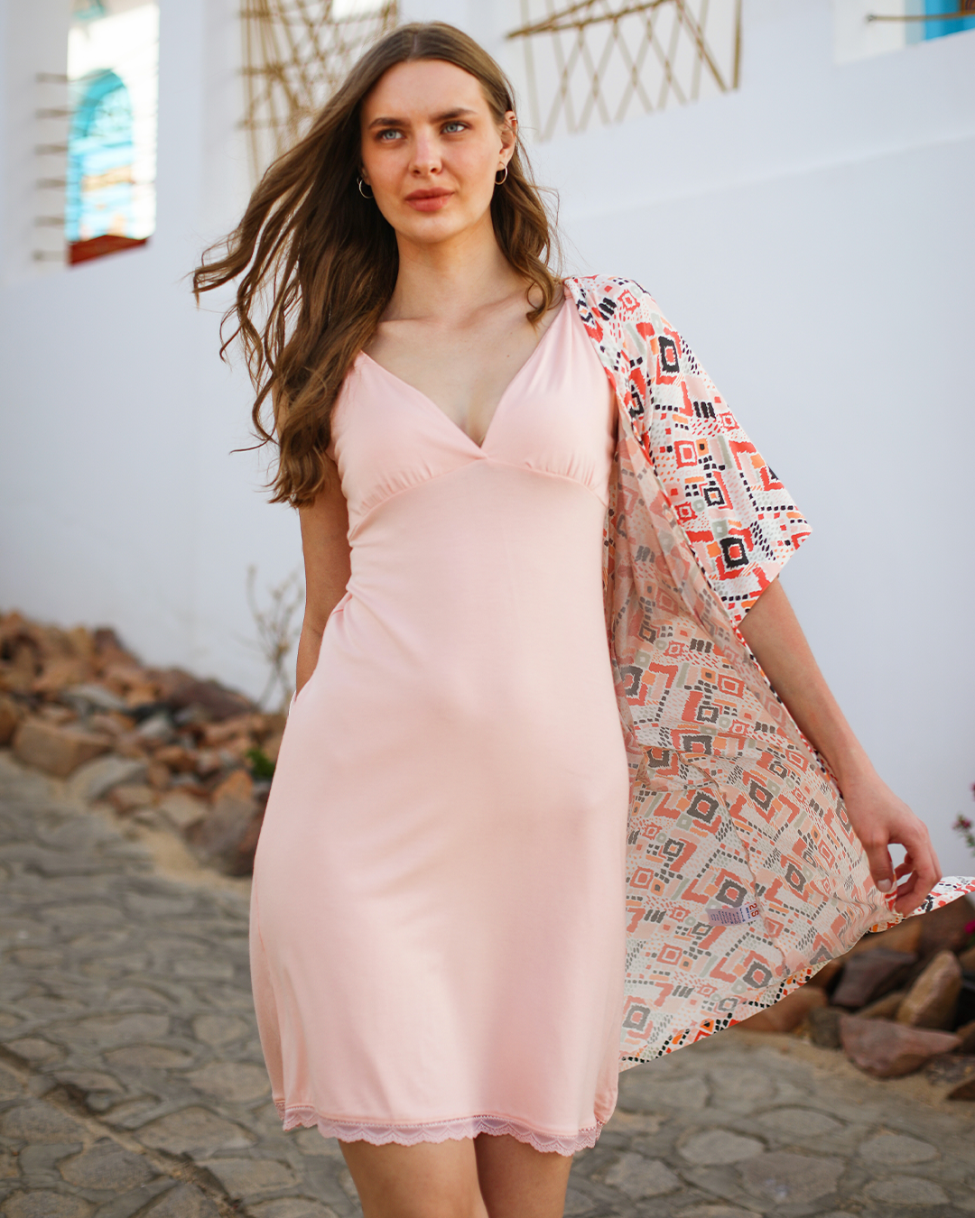 Women's viscose robe and shirt set