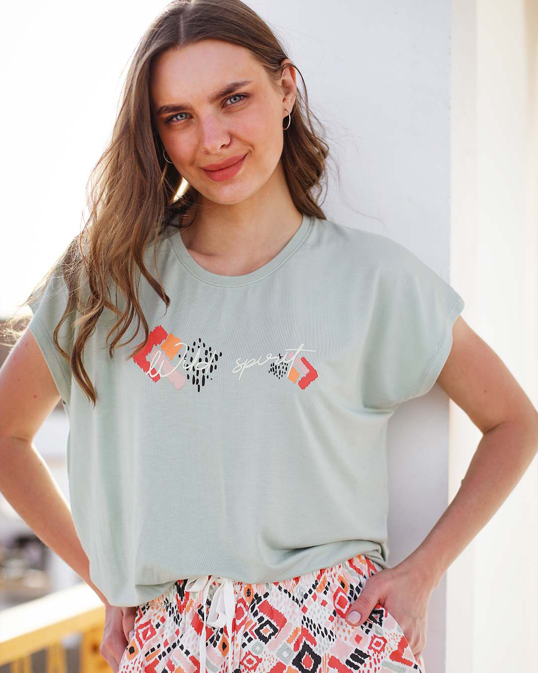 Abstract viscose shorts women's pajamas