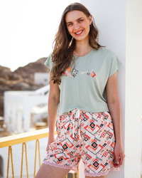 Abstract viscose shorts women's pajamas