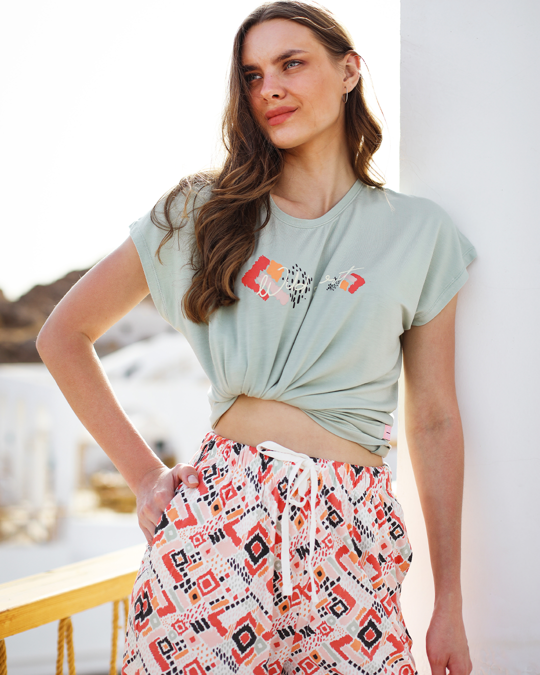 Abstract viscose shorts women's pajamas