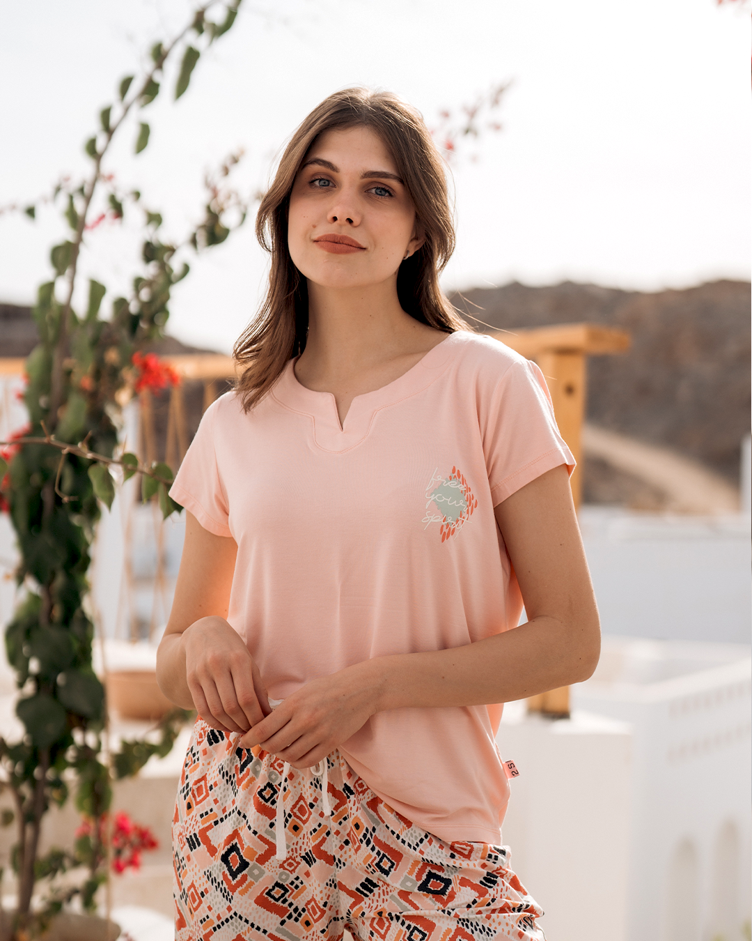 abstract بيجاما حريمي بنتاكور فسكوز