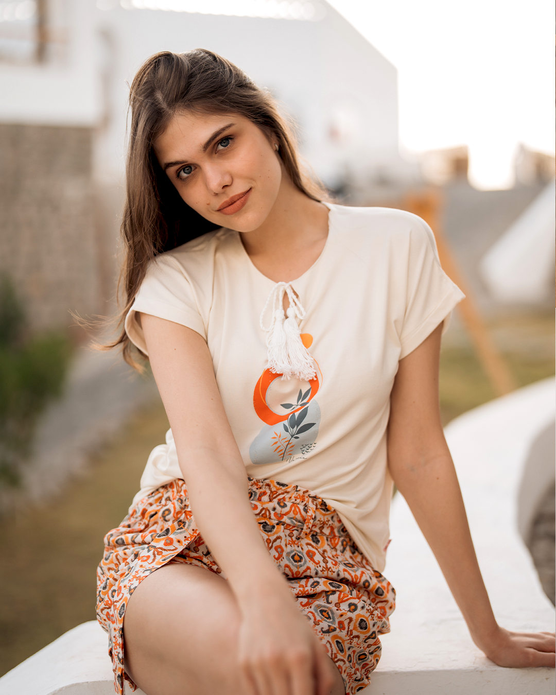 Plain viscose pajamas for women * printed