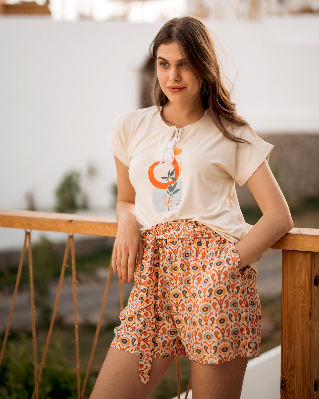 Plain viscose pajamas for women * printed