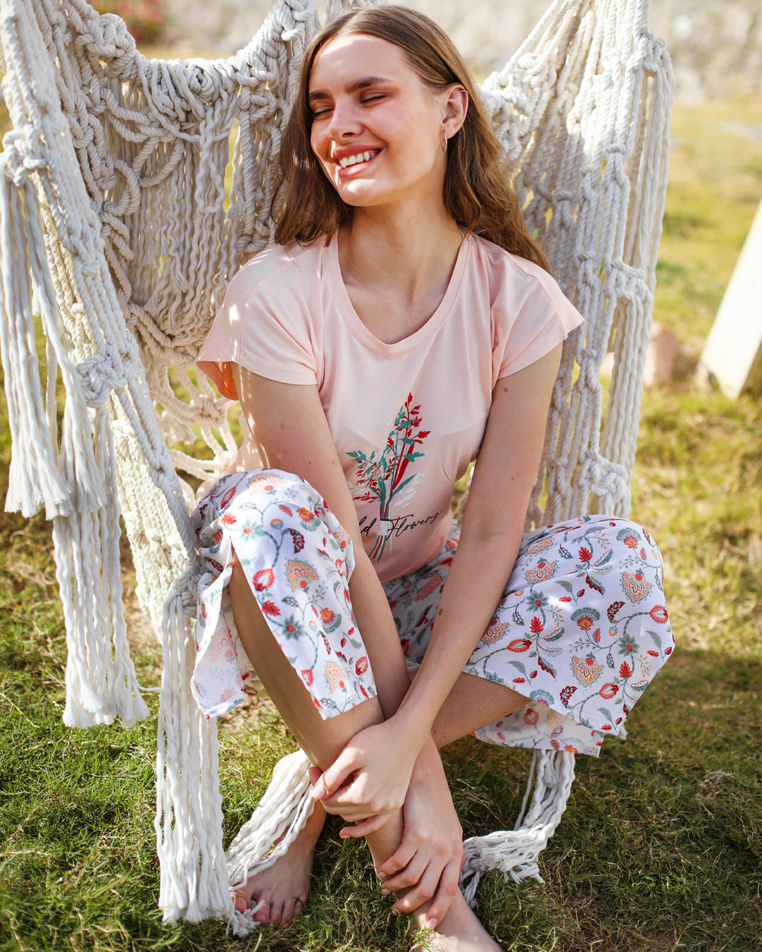 Wild Flowers women's pajamas with printed viscose pants