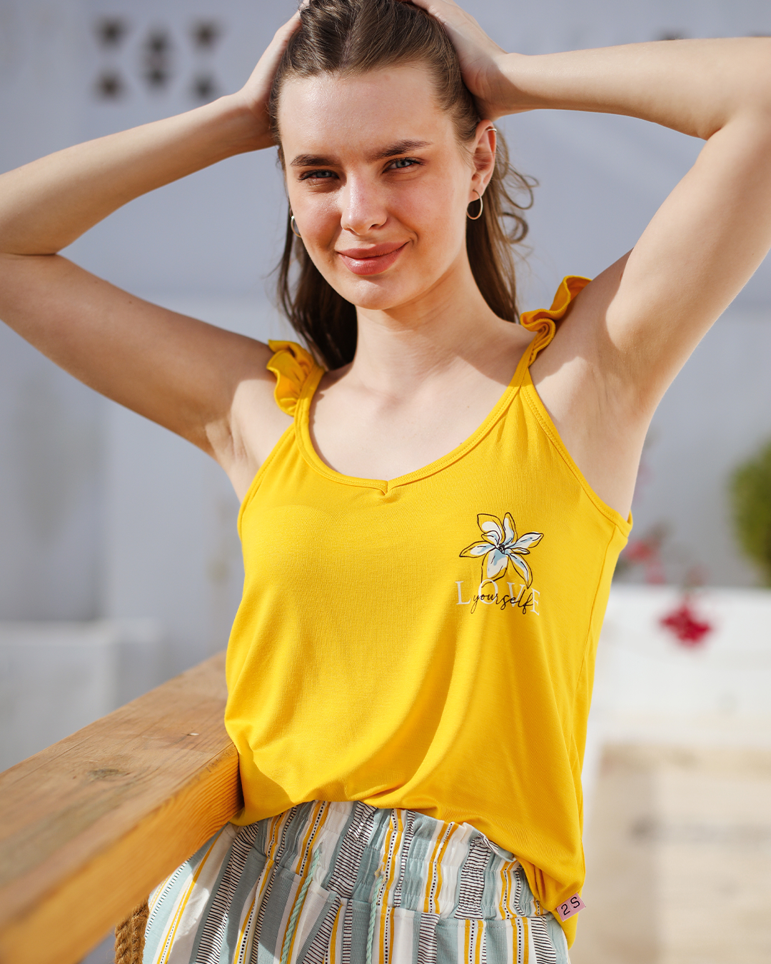 Love Women's Pajamas Long Shorts Viscose Printed