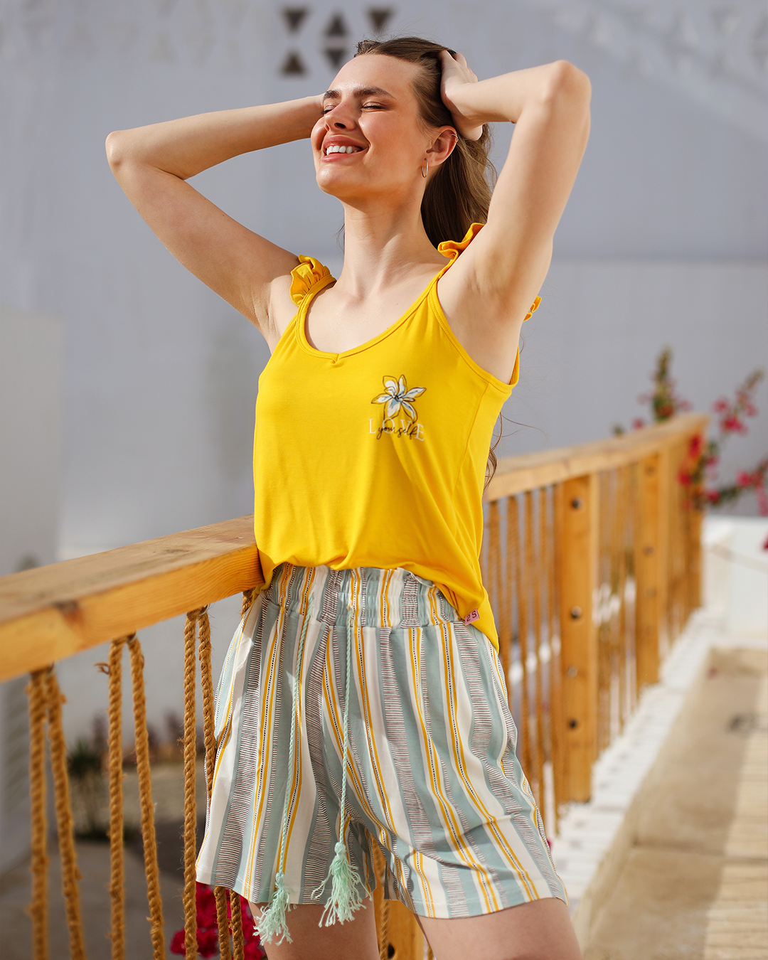 Love Women's Pajamas Long Shorts Viscose Printed