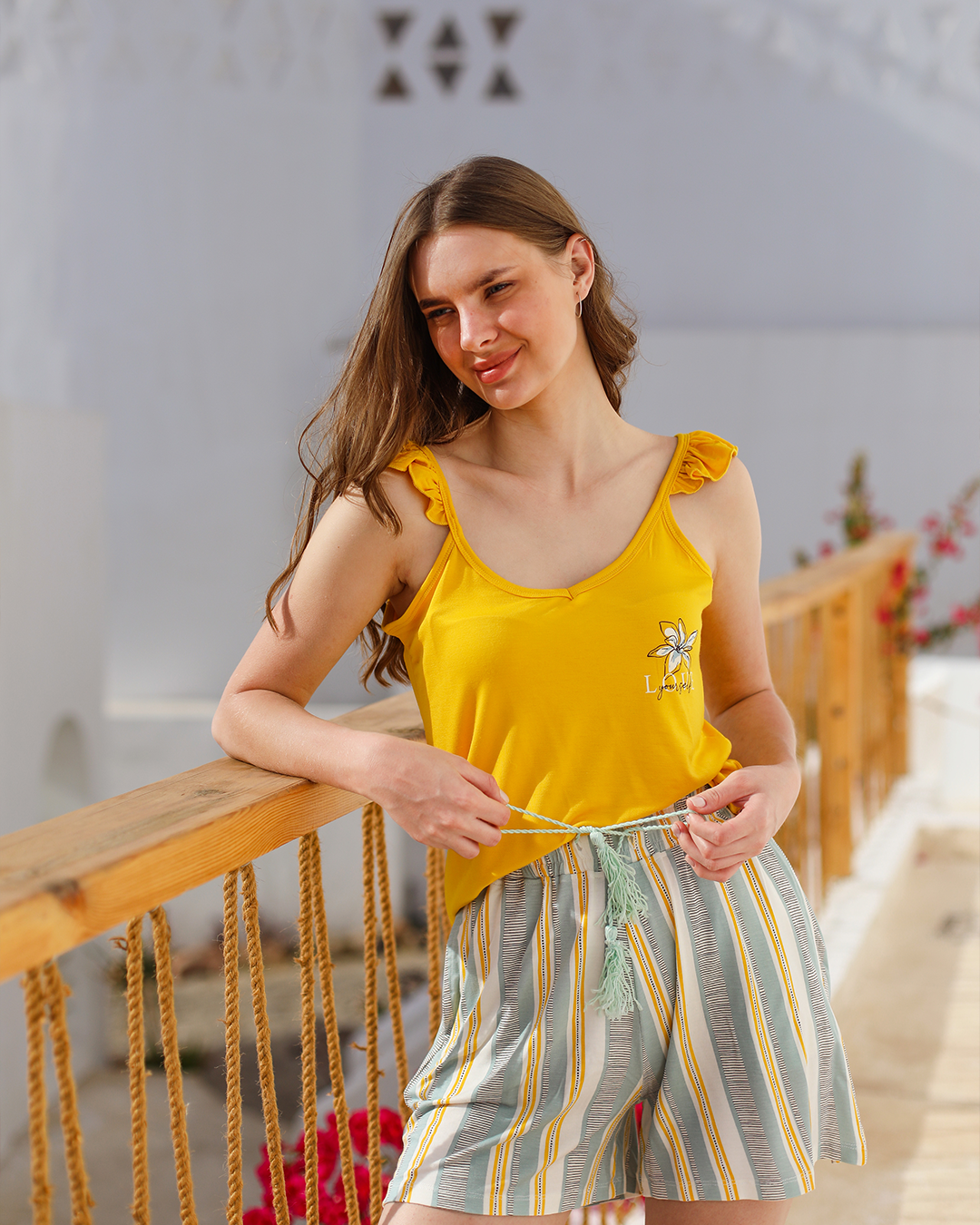 Love Women's Pajamas Long Shorts Viscose Printed