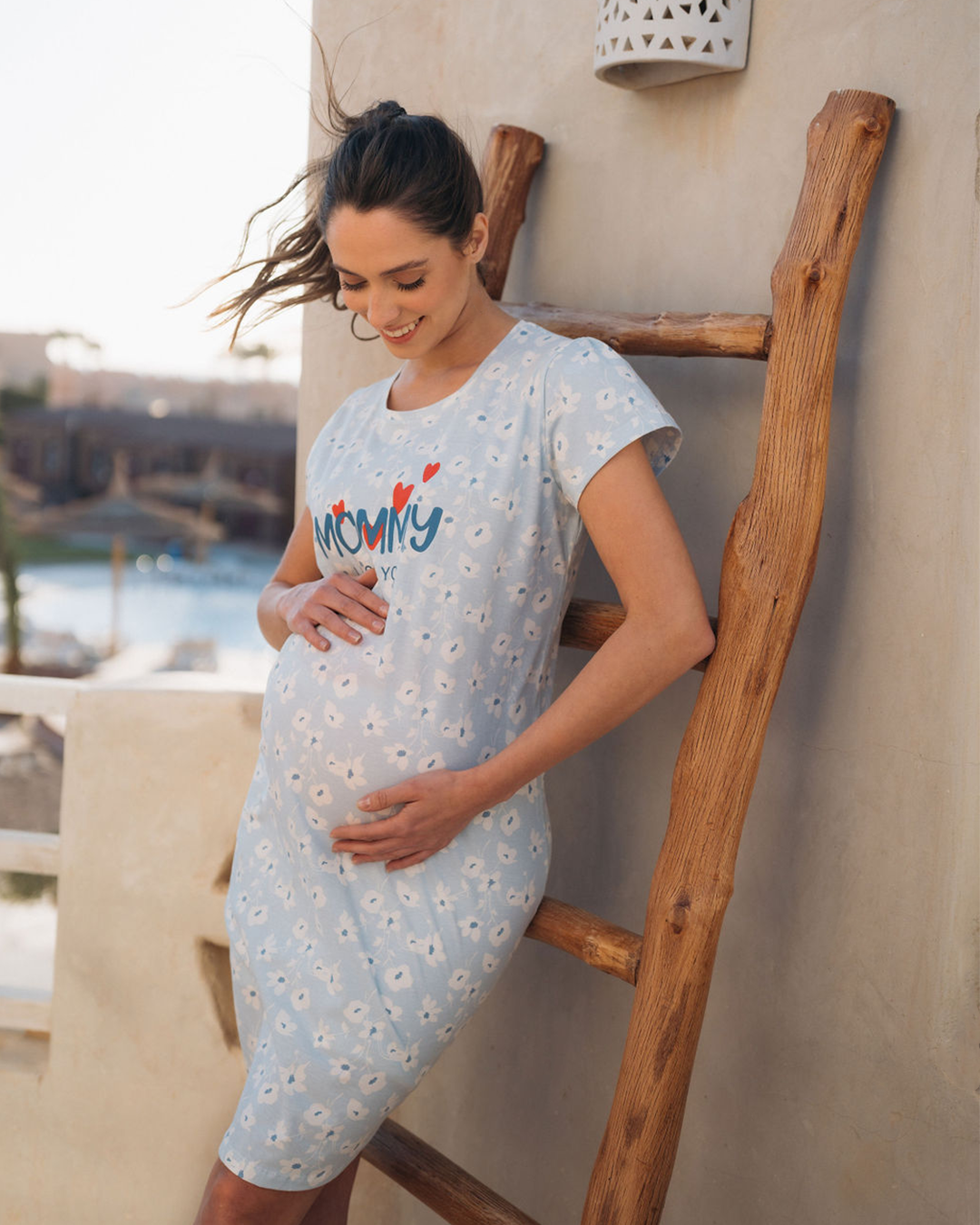 Mommy  نايت شيرت حريمي ورد