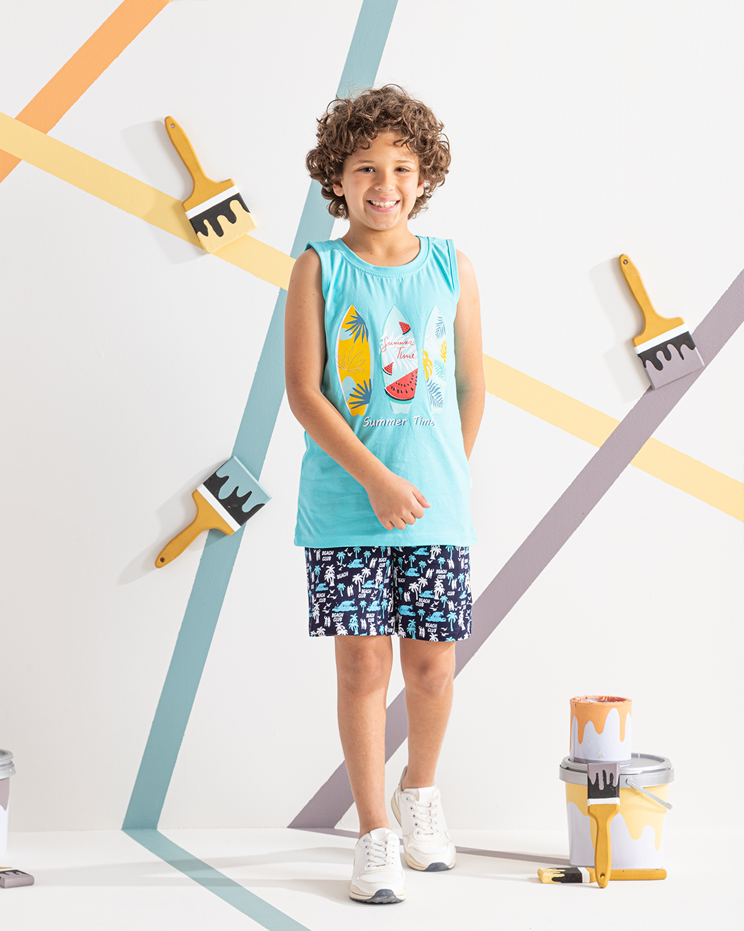 Summer Surf بيجاما اولادي تيشرت كت*شورت سمر ميلتون مطبوع