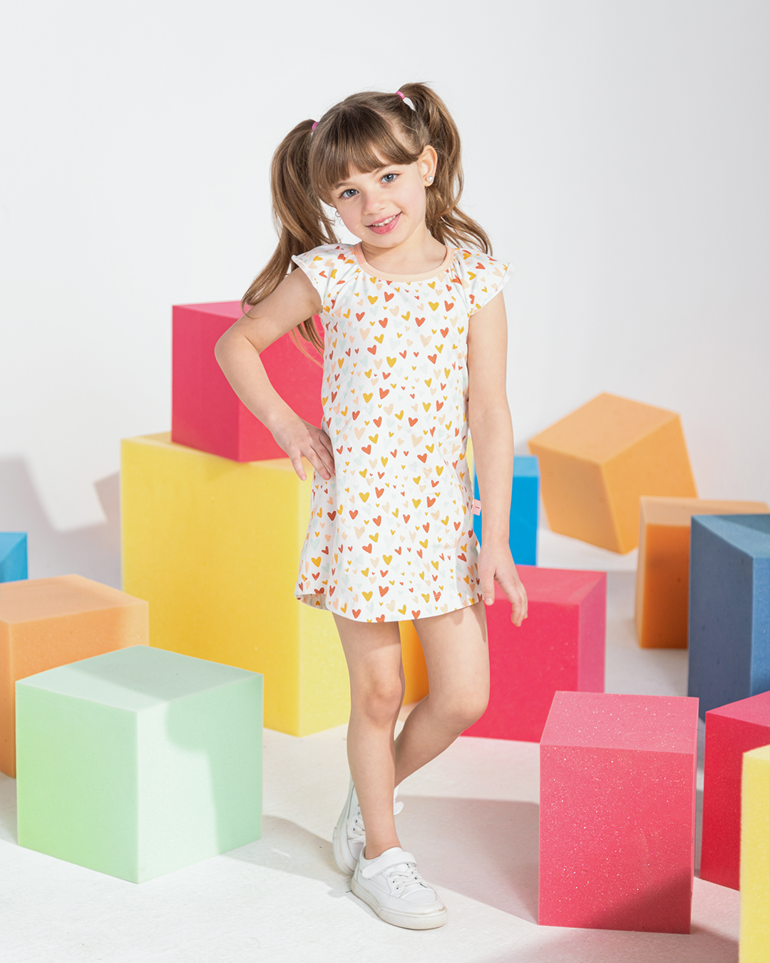 Hearts Girls' Nightshirt with Printed Belt