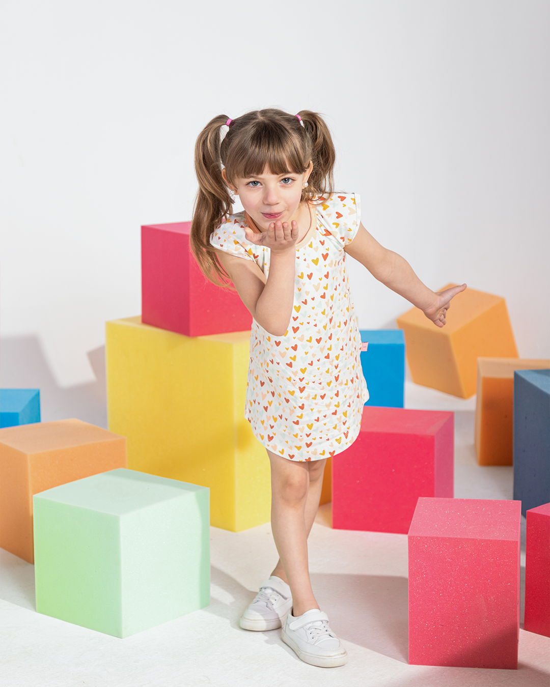 Hearts Girls' Nightshirt with Printed Belt