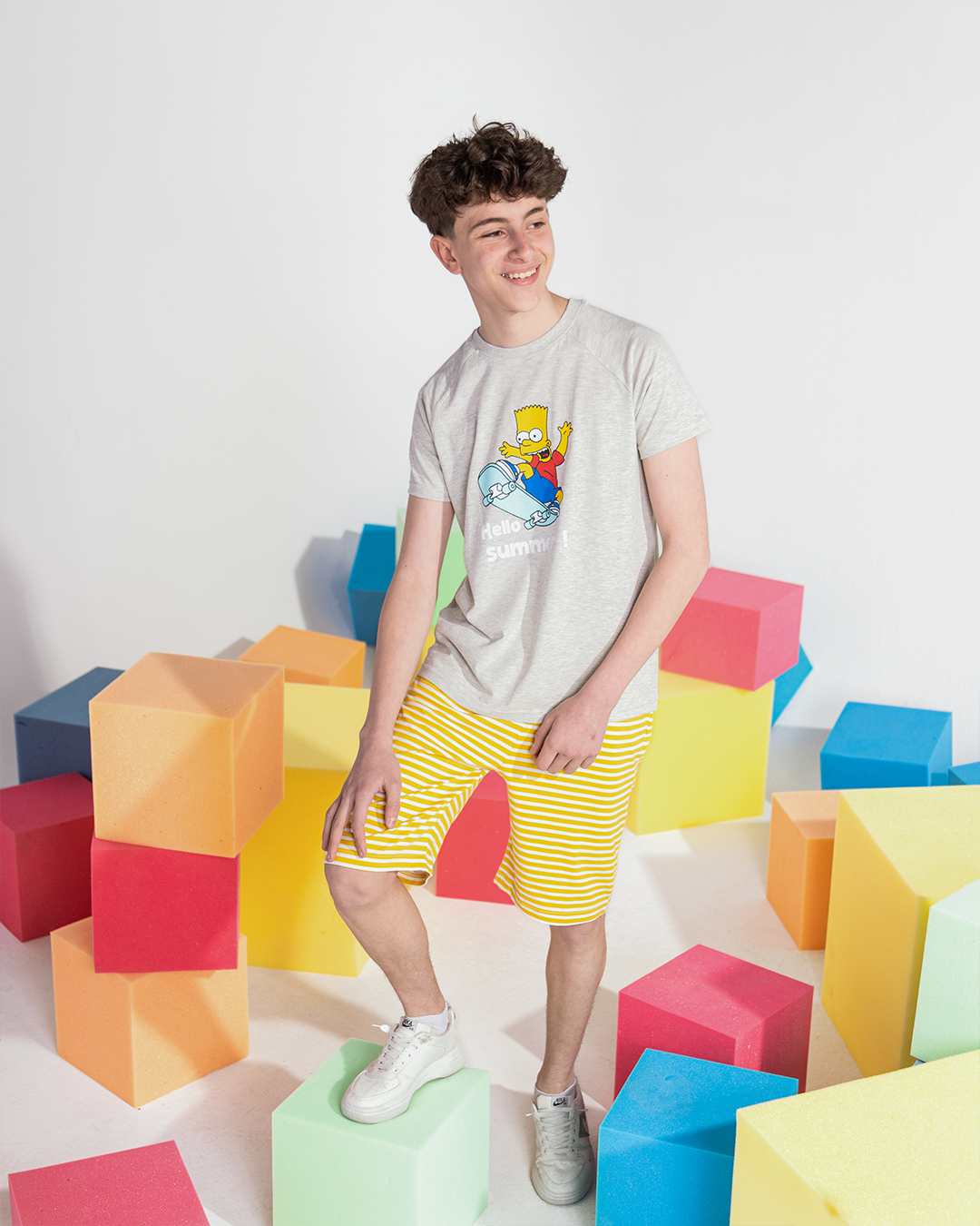 hello summer بيجامة اولادي شورت مقلم