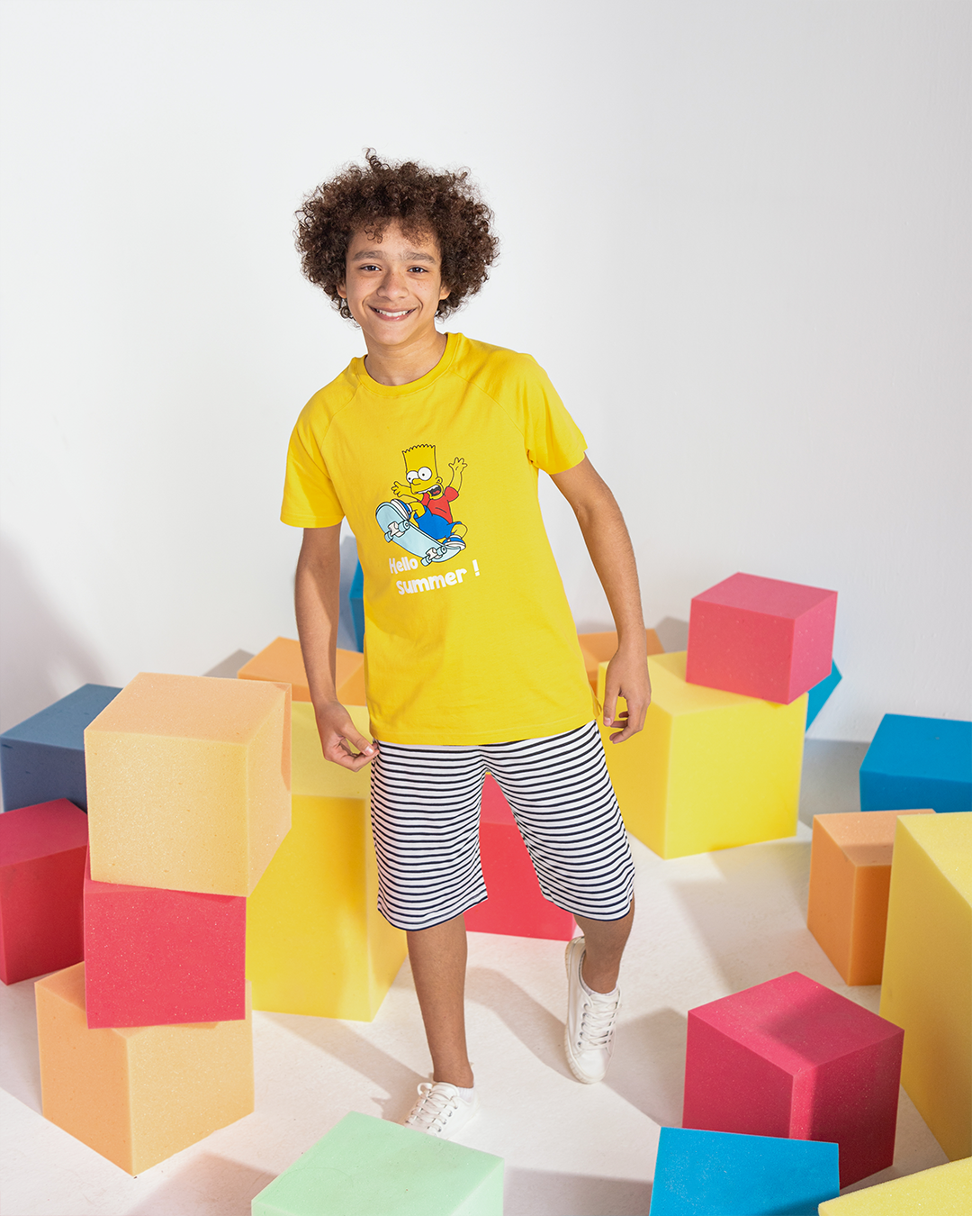 hello summer بيجامة اولادي شورت مقلم