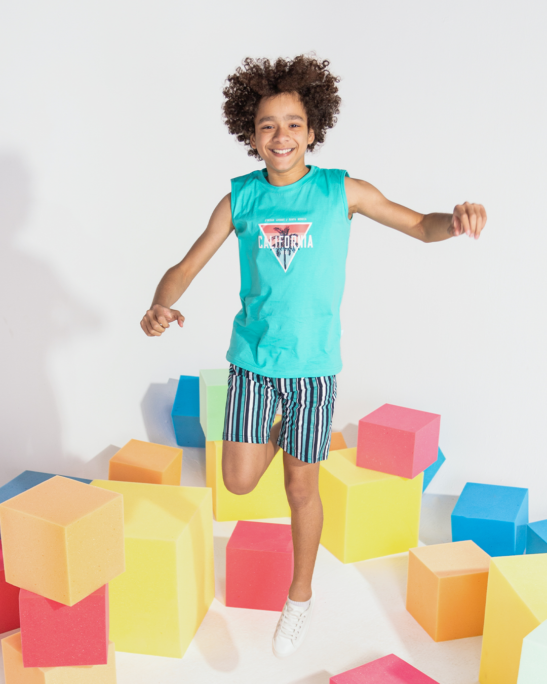 CALIFORNIA Boys Suspender Pajamas* Striped Shorts in Length