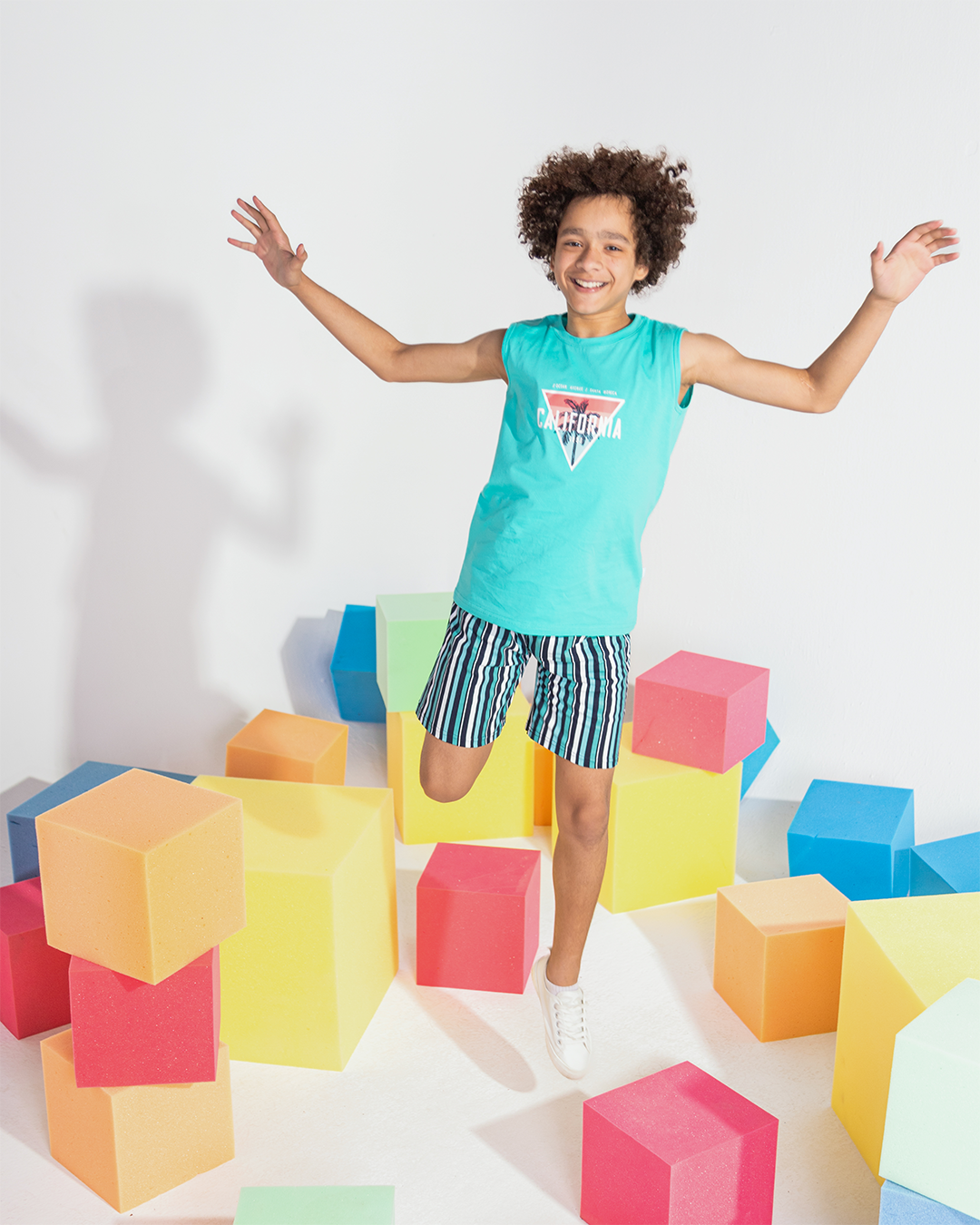 CALIFORNIA Boys Suspender Pajamas* Striped Shorts in Length