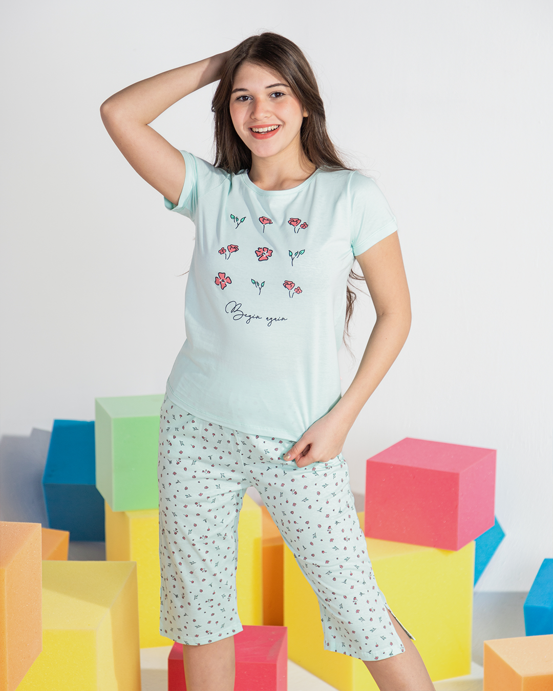 Begin again girls' junior pink pajamas