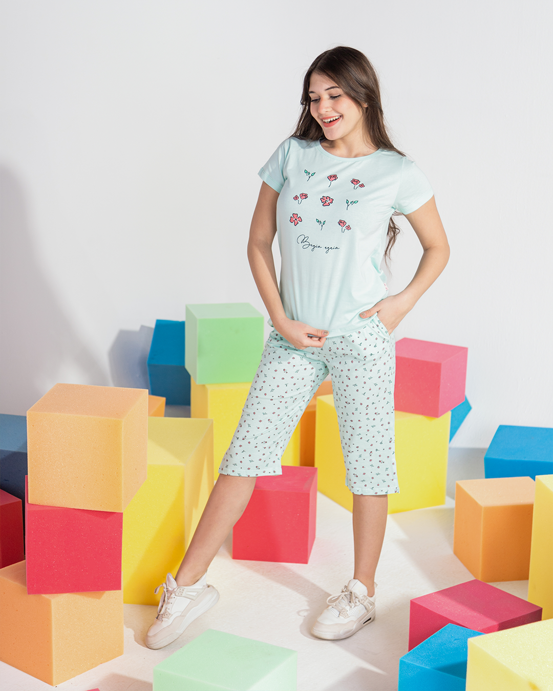 Begin again girls' junior pink pajamas