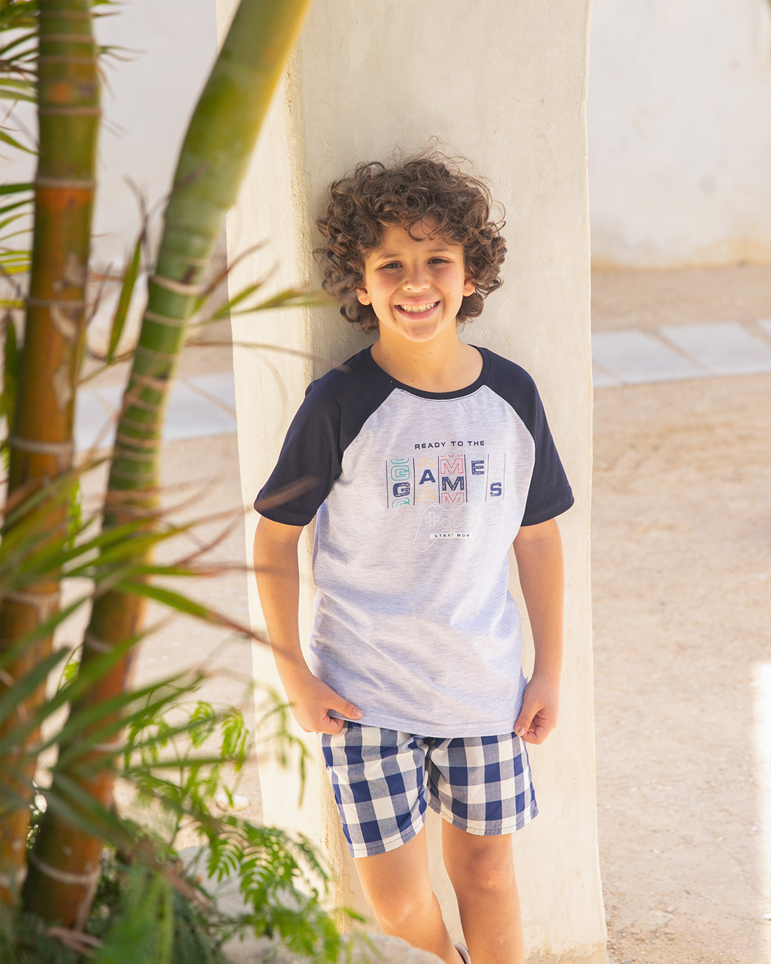 GAMES بيجاما اولادي شورت كاروهات كحلي