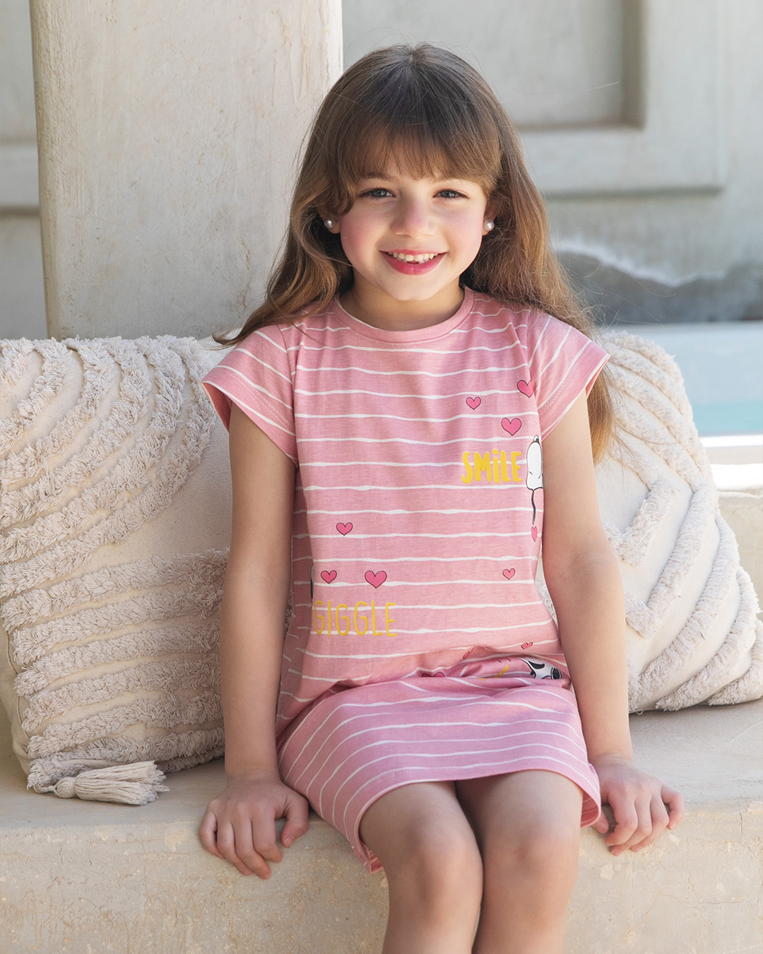 striped snoopy girls nightshirt