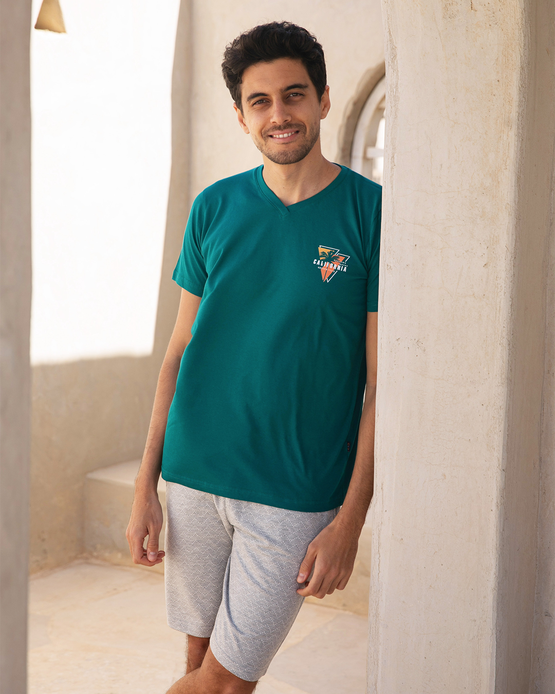 California badge jacquard men's pajamas