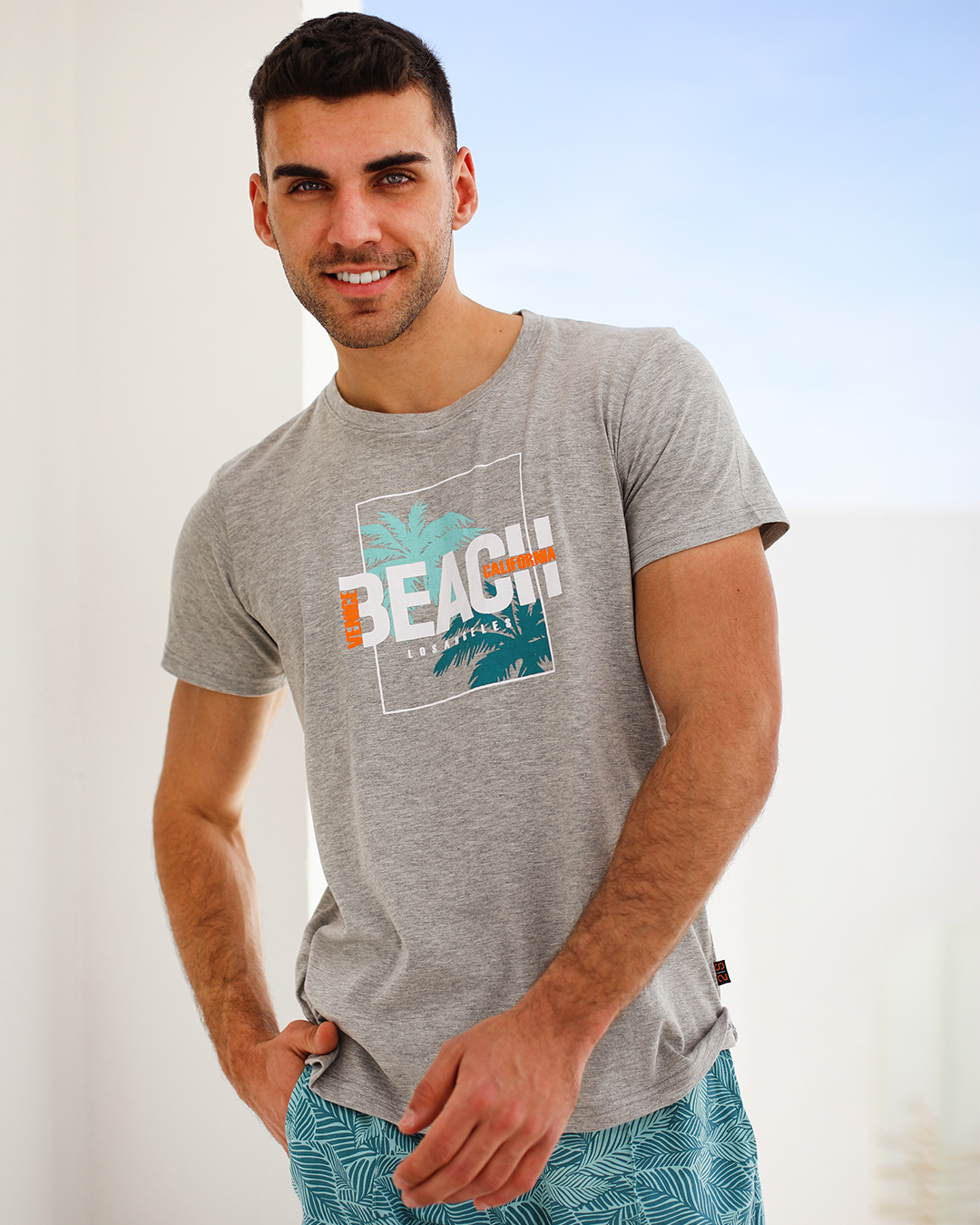 beach men's pajamas printed shorts