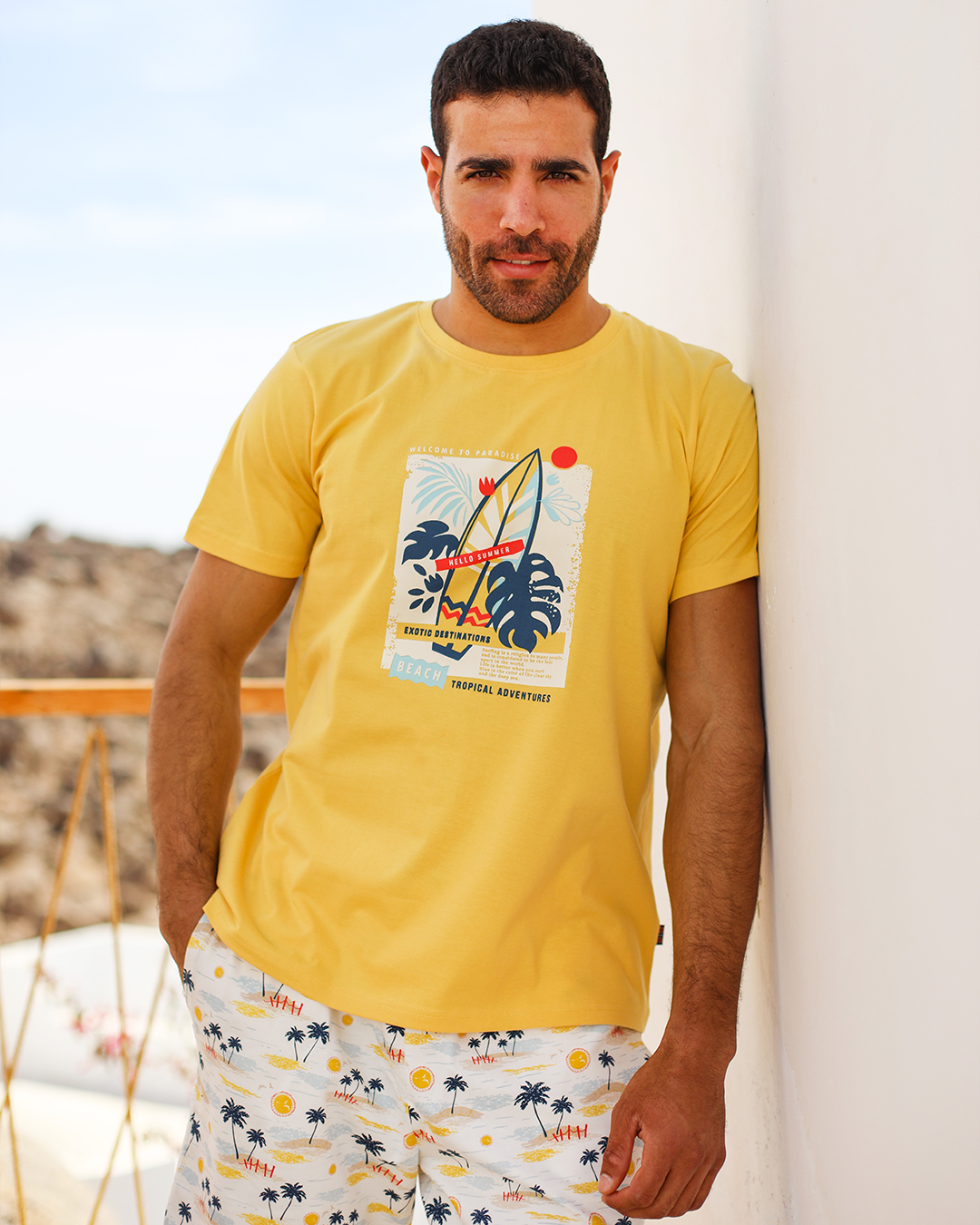 paradise men's pajamas printed shorts