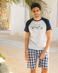 GAMES بيجاما رجالي شورت كاروه كحلي