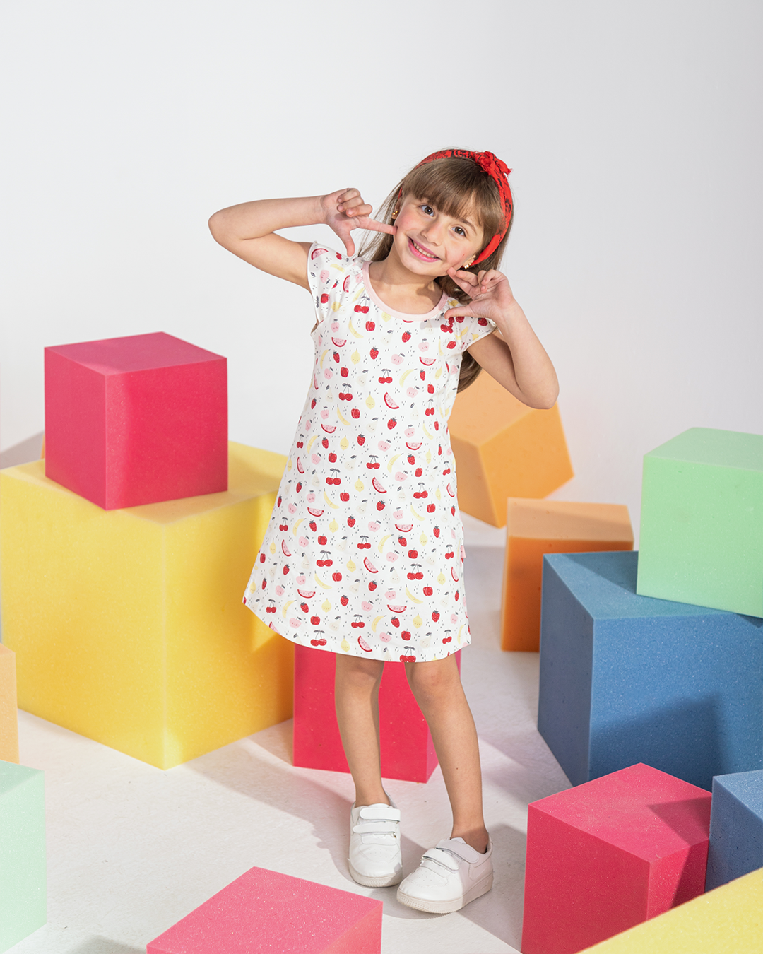 fruits  نايت شيرت بحزام بناتي مطبوع فاكهة