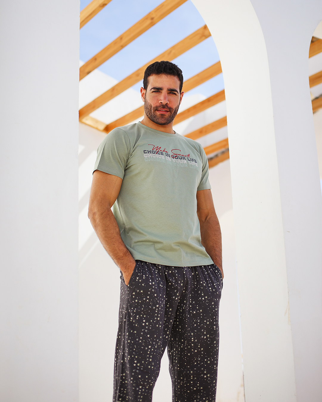 Make Smart Choise بيجاما رجالي بنطلون مطبوع