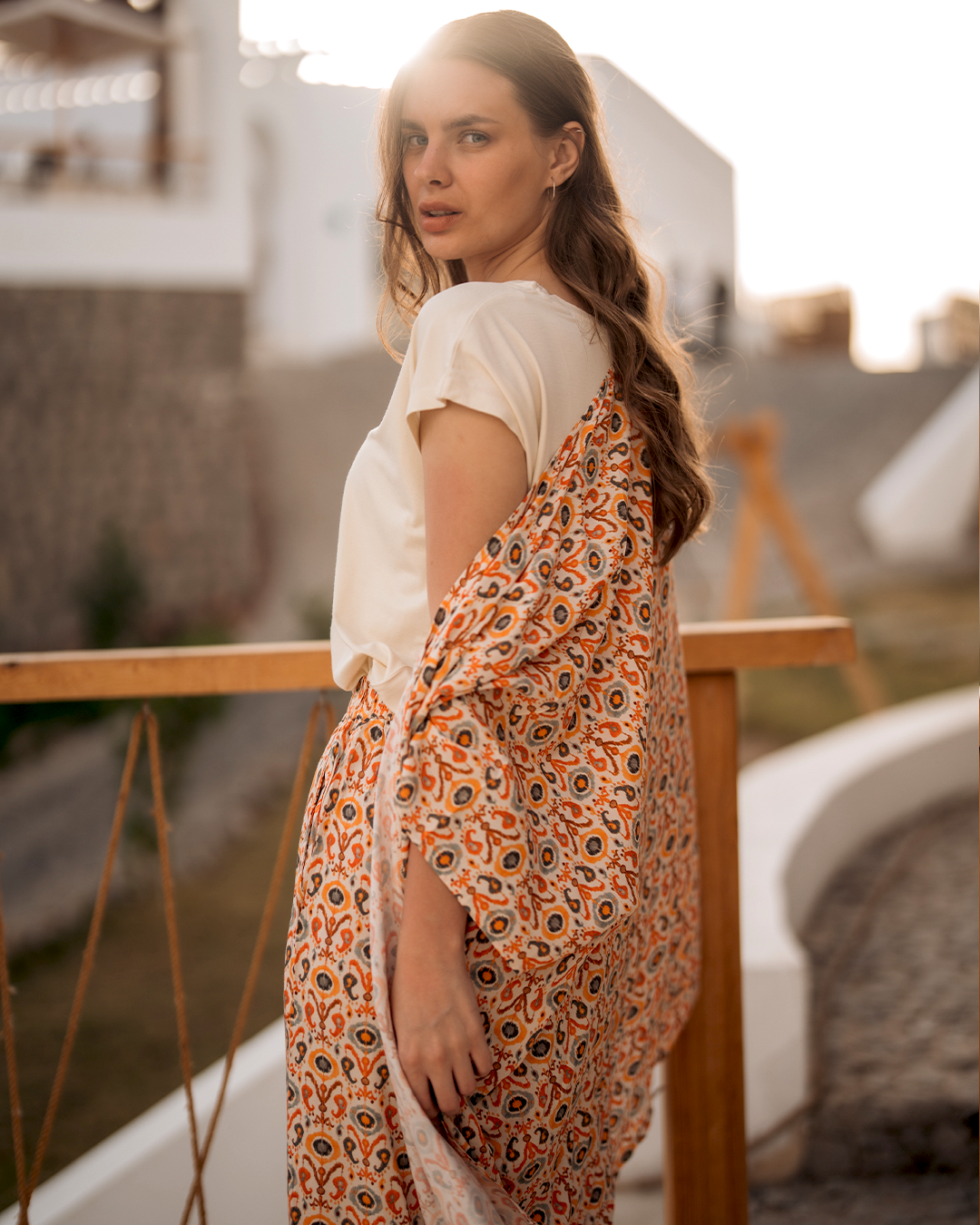 كيمونو حريمي فسكوز نسيج مطبوع