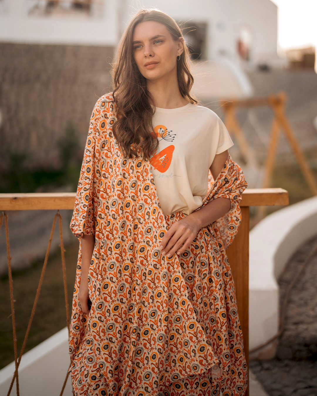 كيمونو حريمي فسكوز نسيج مطبوع