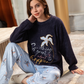 Women's cashmere pajamas with embroidery and a large flower