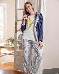 Women's pajamas, 3 pieces, dotted