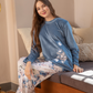 Women's pajamas, velvet, embroidered and rose