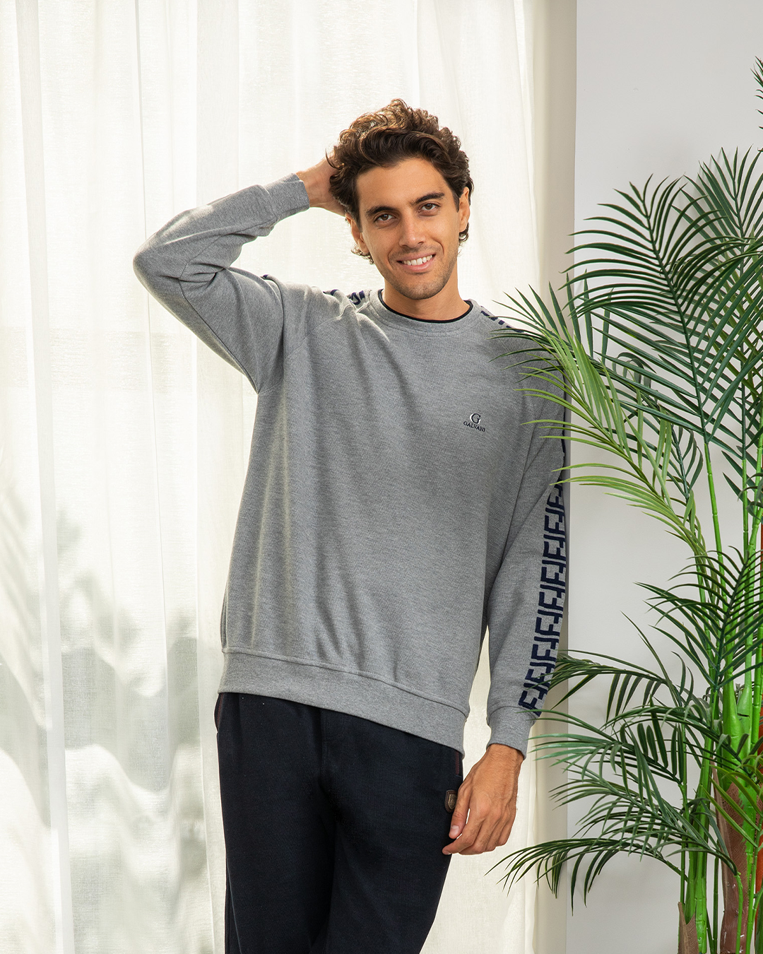 GALVANI بيجامه رجالي راوند كشمير طباعه ع الكم