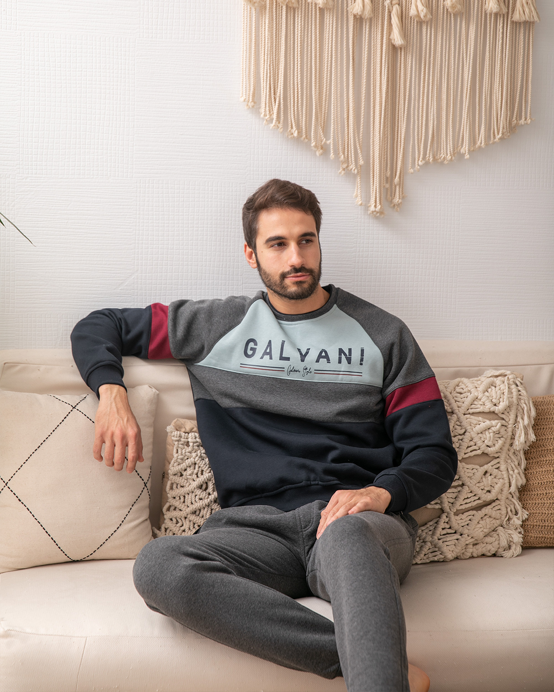 Galvani men's pajamas, rhubarb print