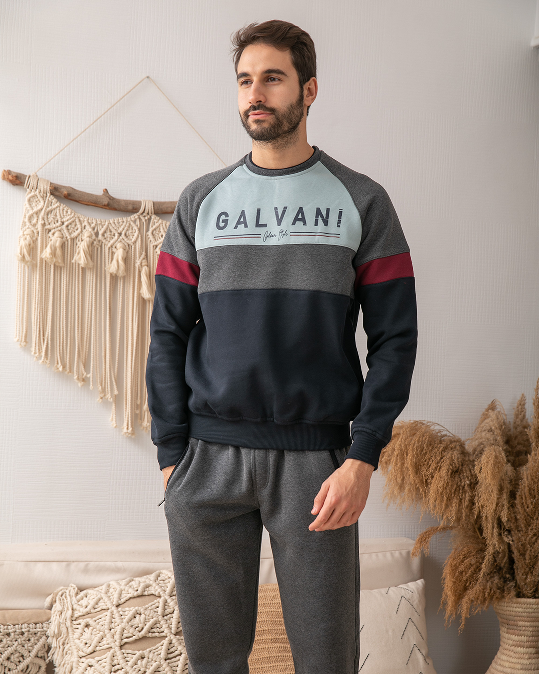 Galvani men's pajamas, rhubarb print