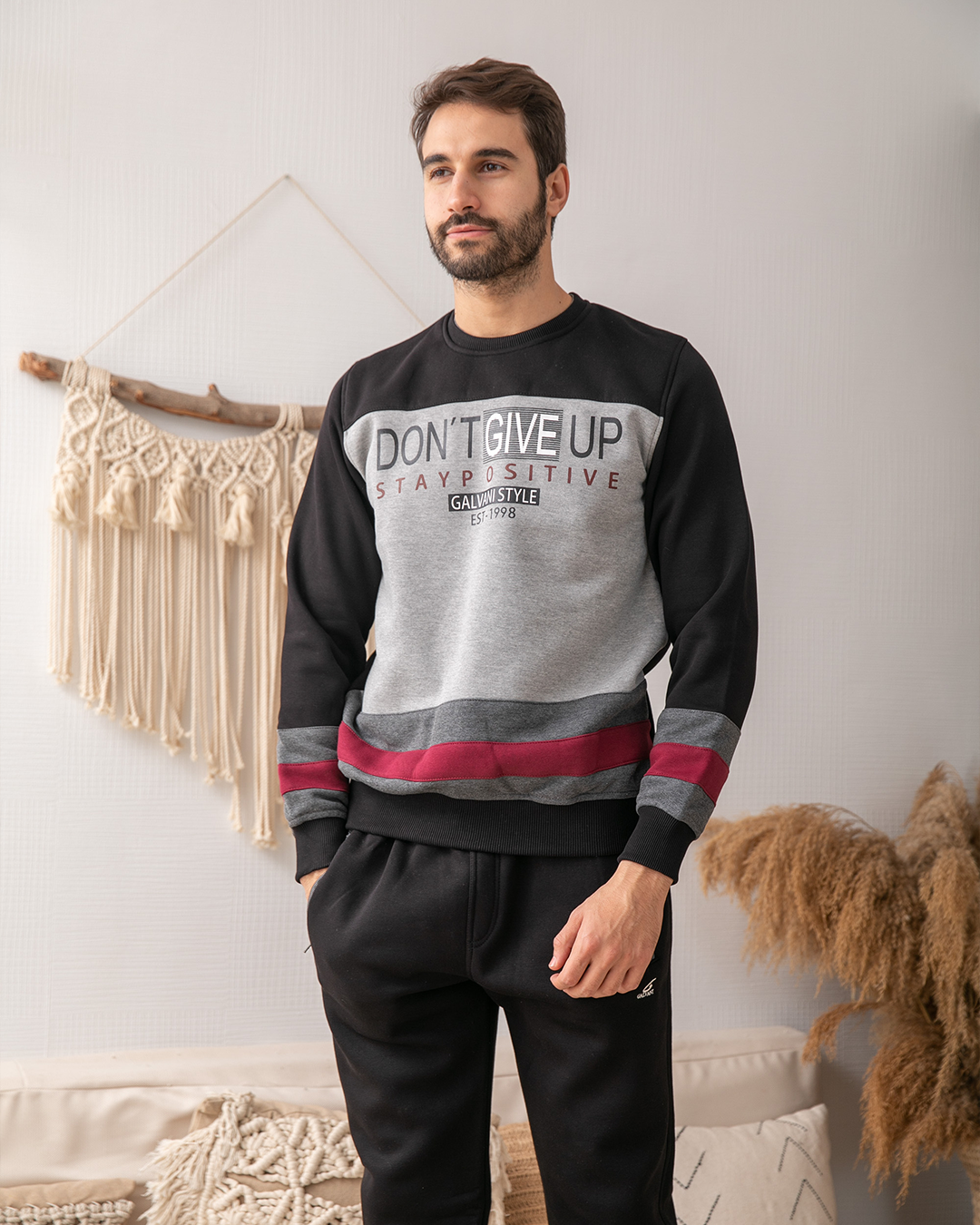 DON'T GIVE UP بيجامه رجالي راوند