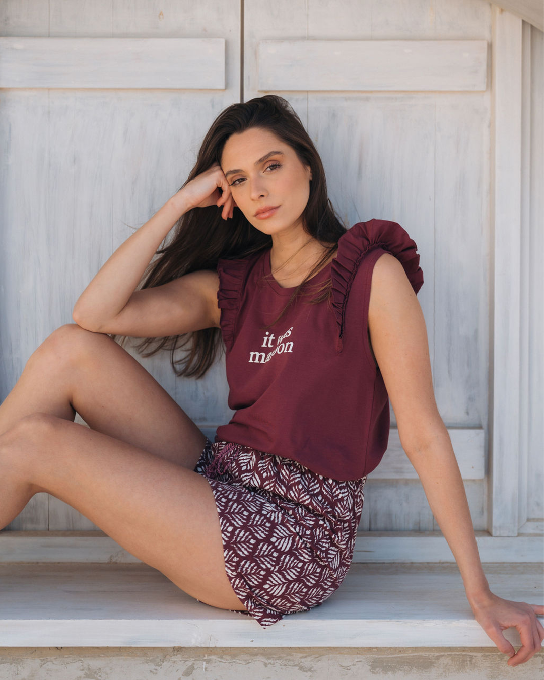 it was maroon بيجامه حريمي شورت