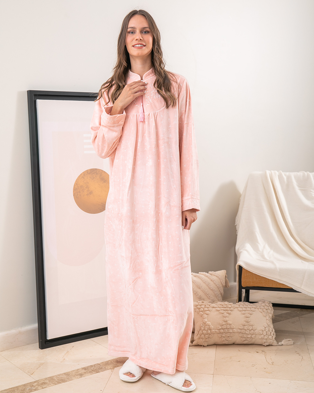 Long women's shirt with a zipper on the chest