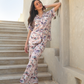 Classic women's pajamas, half sleeves, woodland flowers