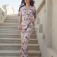 Classic women's pajamas, half sleeves, woodland flowers