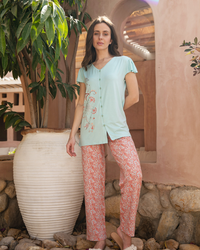 Women's pajamas, Japanese print on the side
